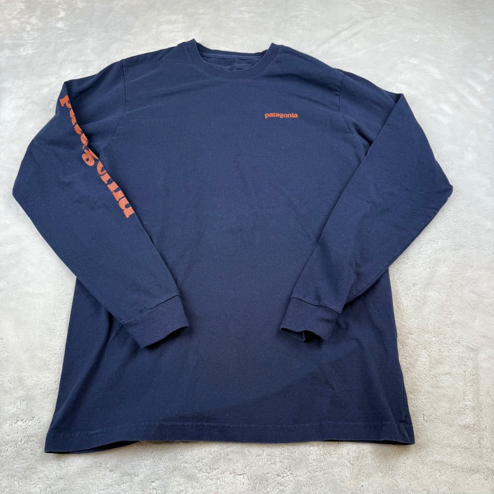 Patagonia Long Sleeve Responsibili-tee Navy Blue Logo T-Shirt Mens‎